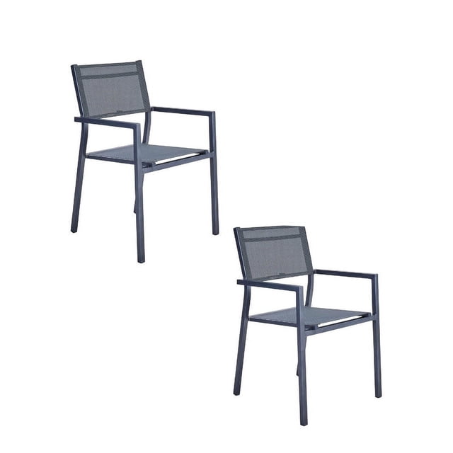 Set de 2 sillas de Comedor NATERIAL, Aluminio durable, Orion Alpha II, apilable, resistente a la humedad