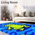 thumbnail image 2 of ODIKA 3'x5' Machine Washable Non-Slip Area Rug, Delightful Swamp Friend Embroidery Canvas Artwork Supplies Pack High Traffic Rug with Pad, Green, 727397, 2 of 8