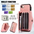 thumbnail image 2 of ELEHOLD Crossbody Wallet Case for  iPhone 8 / 7 / SE 2022 2020 4.7" with RFID Card Slots Zipper Pocket Kickstand Function Shockproof Purse Case with Detachable Shoulder Strap,Rosegold, 2 of 8