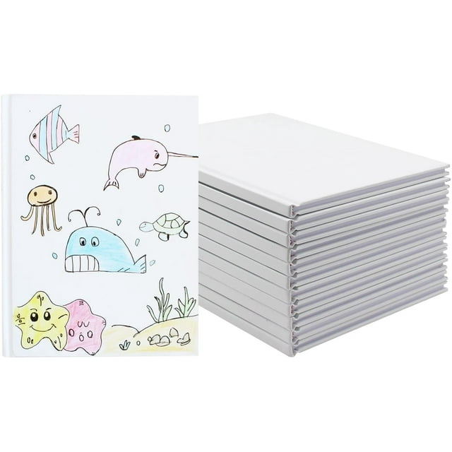 12 Pack White Hardcover Blank Book 6x8 inch, Blank Story Writing Book Unlined Sketch Book, White Blank Page Notebook for Journaling, Sketching, Writing (22 Sheets/ 44 Pages Each Notebook)