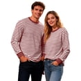 thumbnail image 3 of Qicasul Men T Shirts for Striped Casual Print Long Sleeve T Shirt Comfortable Crew Neck Tee Soft Breathable Daily Wear Top Brown XL, 3 of 5