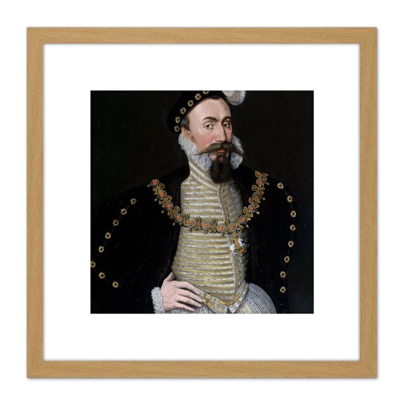 Anonymous Portrait Dudley 1st Earl Leicester Painting 8X8 Inch Square Wooden Framed Wall Art Print Picture with Mount