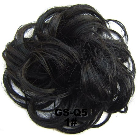 Real 100 Human Hair Extension Wrap Messy Hair Bun Curly Heat
