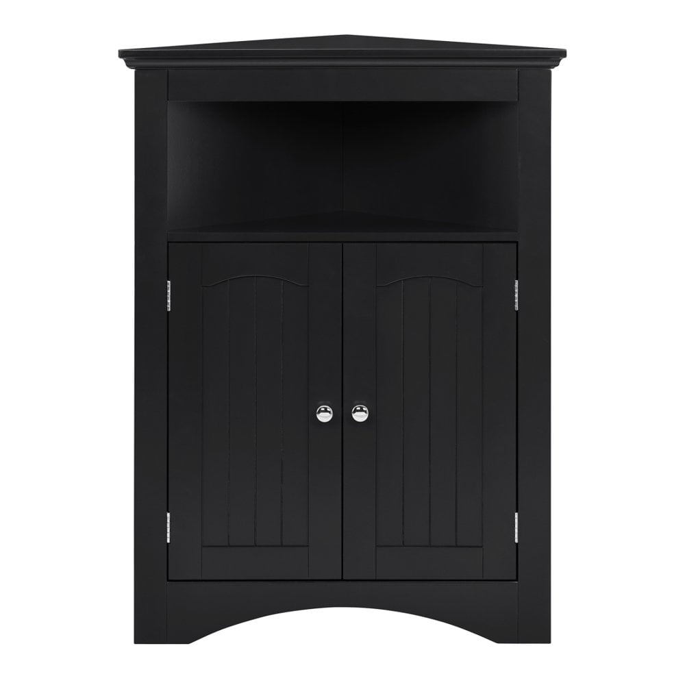 Hassch Corner Cabinet with 2 Doors and 3 Tier Shelves, Free Standing Corner Storage Cabinet for Bathroom, Kitchen, Living Room or Bedroom, Espresso