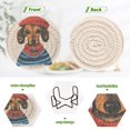 thumbnail image 4 of Yayeee 6 PCS Drink Coasters with Holder Set Woven Absorbent Round Tabletop Hot Pad, Cute Dog Artist, 4 of 7