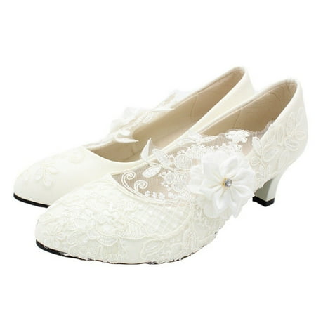 

Rosarivae 1 Pair of Fashion Wedding Shoes Romantic Lace Shoes Wedding Footwear (White)