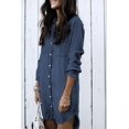 thumbnail image 1 of Vestido camisero vaquero Vintage para mujer, blusa informal de manga larga para mujer, Mini vestido azul, 1 of 5
