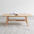 thumbnail image 4 of Tcbosik 39.37" Natural Solid Oak Wood Coffee Table with Open Shelf, 2-Tier Low Center Table for Living Room, Small Space, 4 of 11