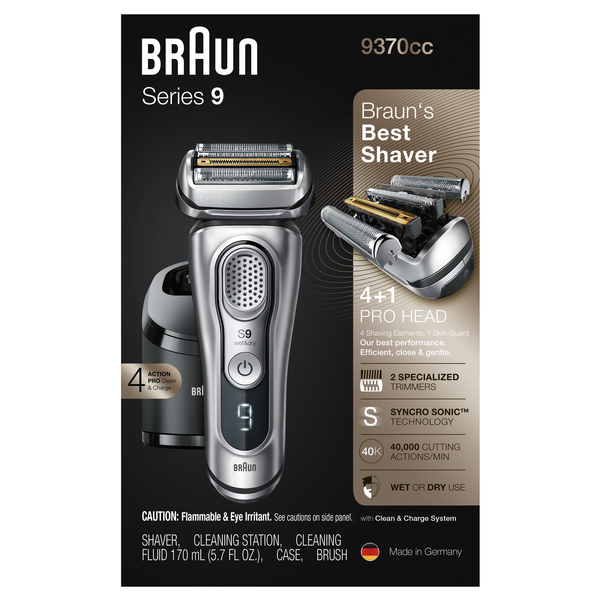 Braun Series 9 9395cc Latest Generation, Shaver, Rechargeable And Cordless  Shaver, Chrome, Clean&Charge Station And Leather Travel Case, Wet And Dry