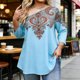 thumbnail image 1 of TaTaai Printed Blouse Elegant Flowy Women's Plus Size Fashion Off-Shoulder 3/4 Sleeve All Season Casual Semi-Formal Top Gift, 1 of 6