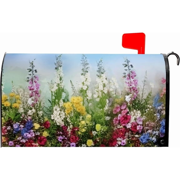 Spring Summer Floral Mailbox Cover Magnetic Large Oversized Wildflowers Mailbox Wraps Post Letter Box Cover for Garden Yard Home Decor 25.5" x 21"