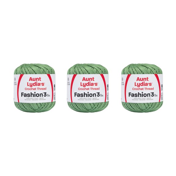 Aunt Lydia Fashion Sage Crochet - 3 Pack of 150y/137m - Cotton - Gauge 3 - Crochet