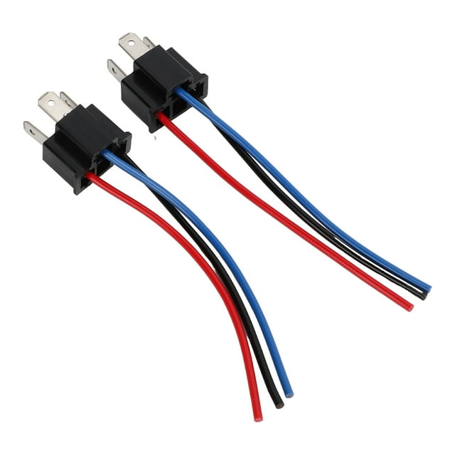 H4 Male Holder Line, Replacement Heat Resistance Easy To Install ABS + Copper Lamp Socket Connector with Pre Wiring for Lamp Socket