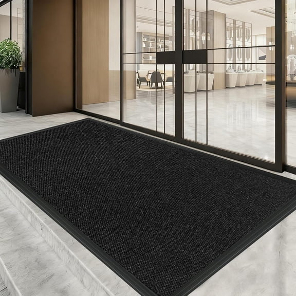 KOLOKO Heavy Duty Outdoor Doormat 4x4 FT Black Waterproof Non-Slip Welcome Mat for Entryway Patio Garage Commercial & High Traffic Areas