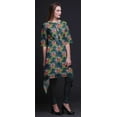 thumbnail image 5 of Bimba Blue Leaves & Peony Floral Printed Asymmetrical Kurti Tops For Women Indian Summer Dress Tunic X-Large, 5 of 6