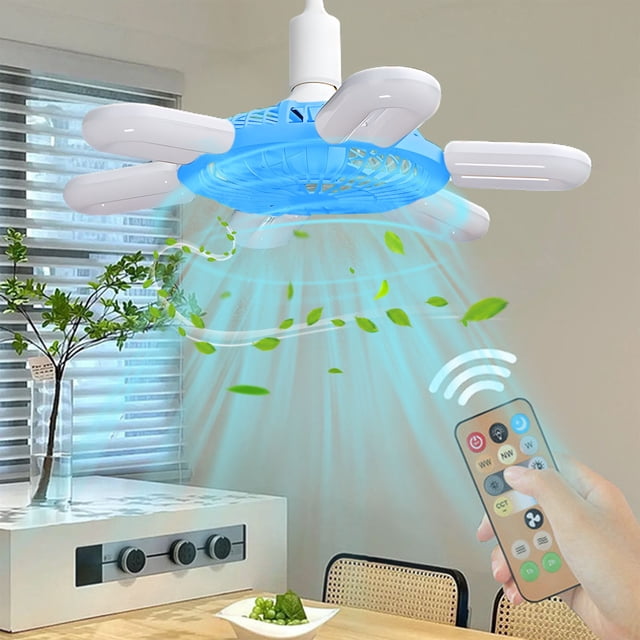 Summer Saving Deals!Propeller Ceiling Fans With Lights And Remote,,E27 Screw Mouth Fan Light Ceiling Fan Light Intelligent Remote Control Living Room Bedroom Dining Room Fan Small Pendant Light