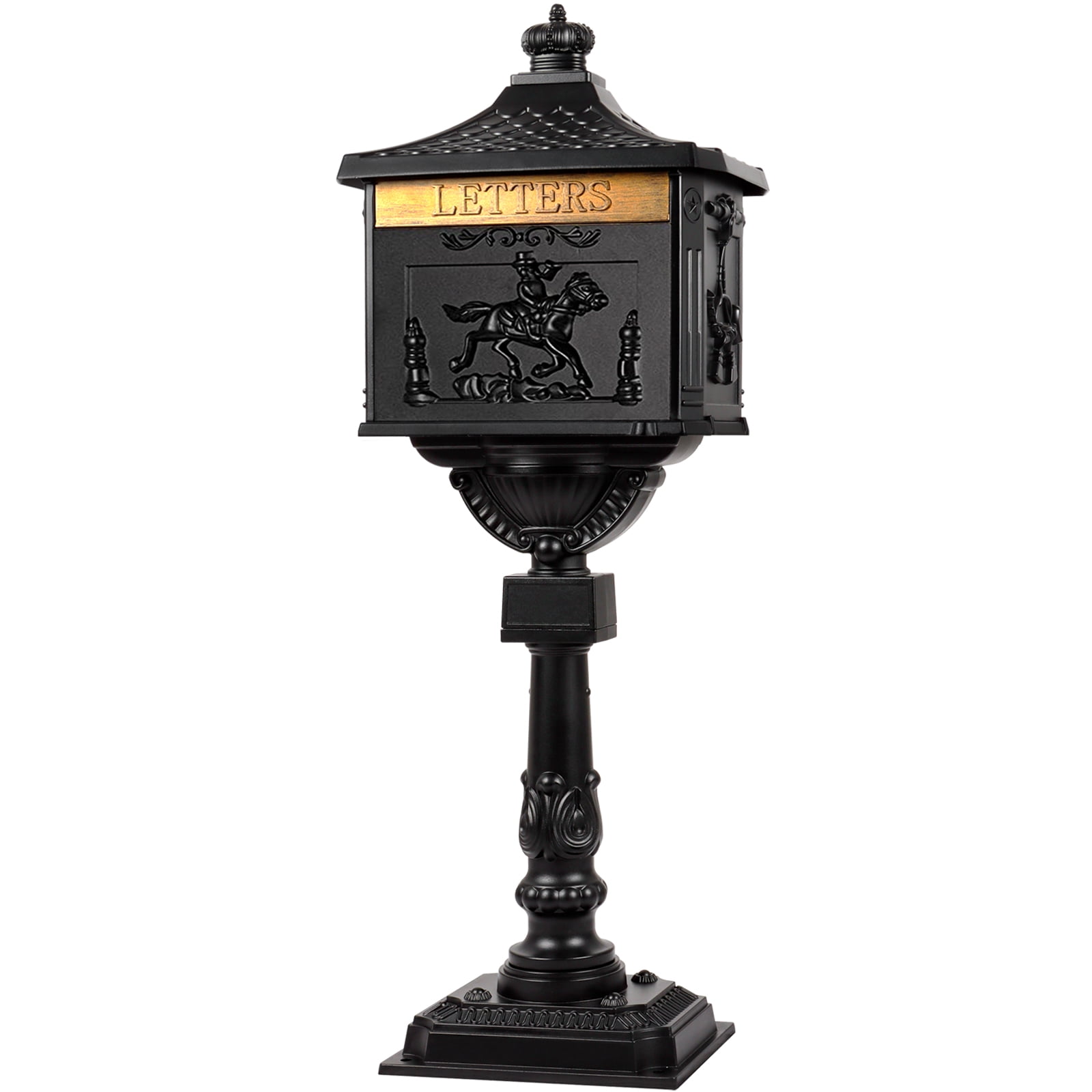 Polar Aurora Mailbox Cast Aluminum Black Mail Box Postal Box Security