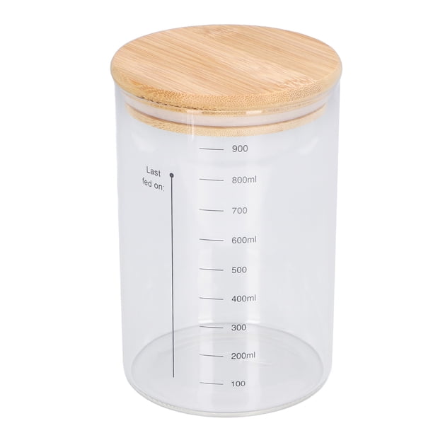 Kit De Tarro De Masa Madre, Tapa De Madera, Recipiente De Masa Madre De Vidrio, Boca Ancha, Operación Simple Para Nueces De Café Para Arroz