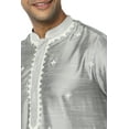 thumbnail image 5 of In-Sattva Men's Festive Rich Embellished Handcrafted Knee-Length Kurta Tunic; Silver Grey; SM, 5 of 6