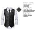 thumbnail image 6 of Men Suit Vest Set Men Suit Vest with Tie Handkerchief V-neck Sleeveless Single Breasted Sunflower Patterned Suit Jacket Sunflower Pattern Vest, 6 of 6