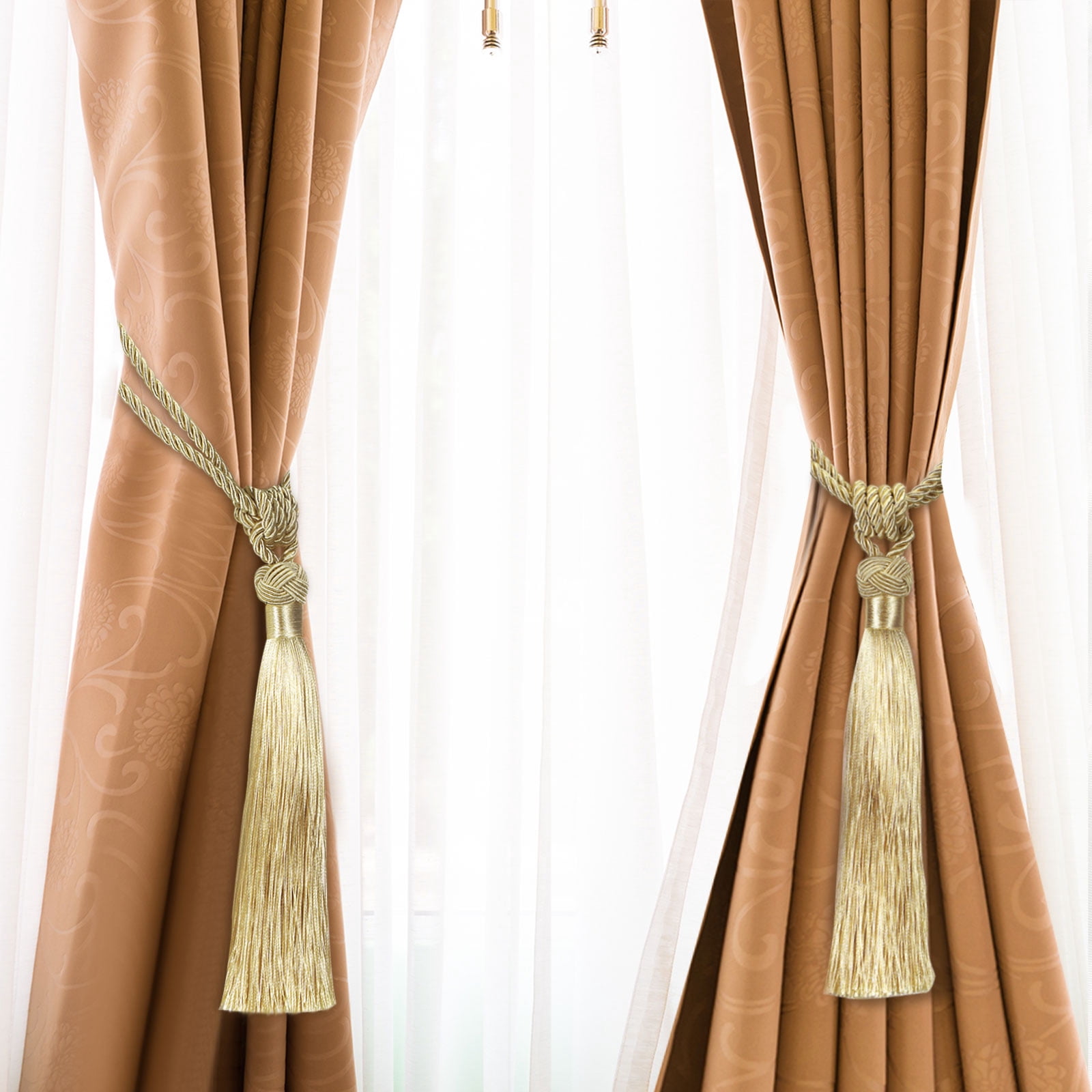 Unique Bargains Handmade Elegant Curtain Tiebacks Tassel Home Decor Gray Blue 2 Pcs