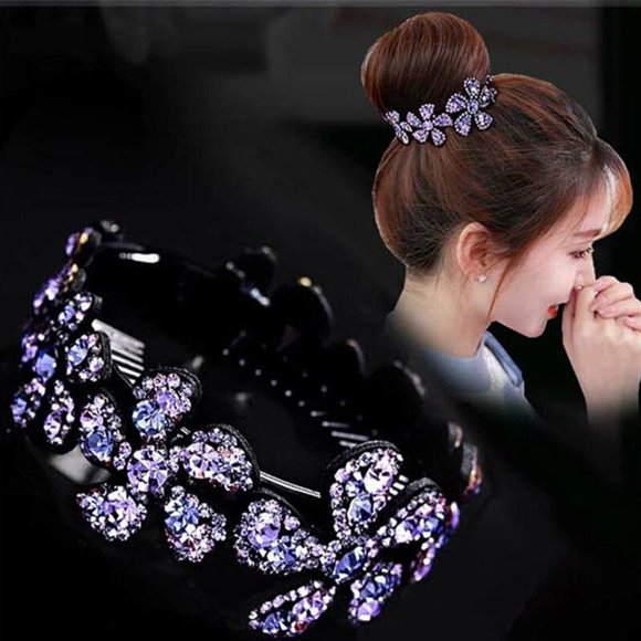 Crystal Rhinestone Claw Ponytail Bun Holder Hair Comb Hairpin Fashion Hairpieces For Women Girls Hair Clip Headdress Jewelry