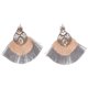 thumbnail image 1 of 1 par de pendientes étnicos con forma de abanico y doble borla de aleación Retro para mujeres y niñas, 1 of 8