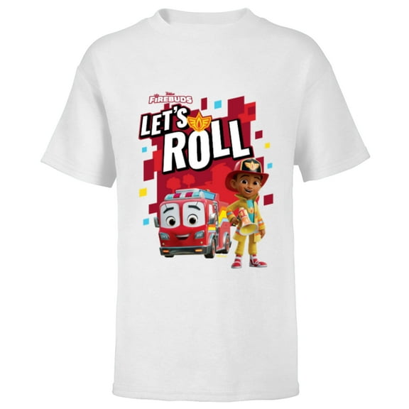 Disney Junior Firebuds Bo and Flash Fire Truck Let’s Roll - Short Sleeve T-Shirt for Kids - Customized-White