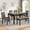 Grey + Black + 6-Piece Dining Table Set with Bench and Chairs, variant on 5-Piece Counter Height Table Set with 4 Chairs, Counter Height Table Set for 4 with Chairs, Wooden Counter Height Table Set for Kitchen, Dining Room, Grey & White Two Tone