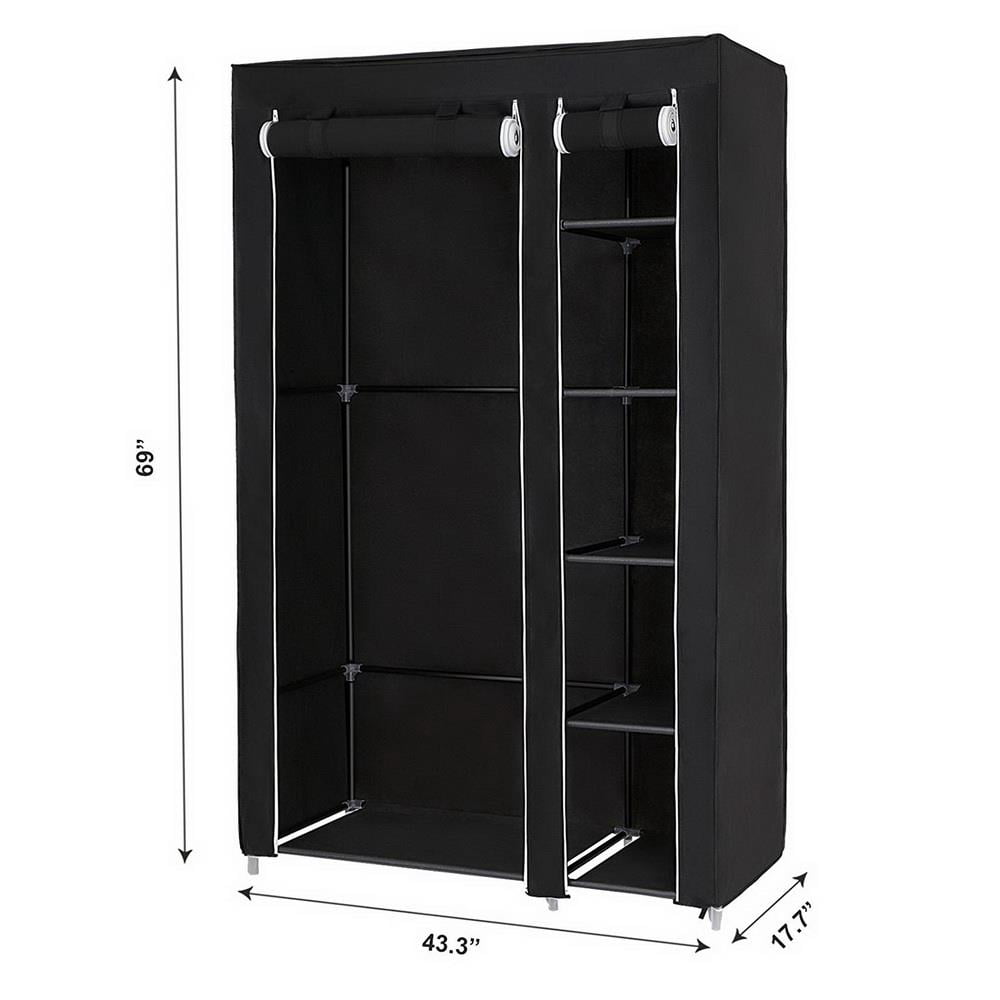 Ktaxon 67" Portable Closet Wardrobe for Bedroom Living Room with Non-woven Fabric Black