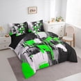 thumbnail image 2 of Homewish Green Modern Abstract 7-Piece Twin Bedding,Aesthetic Artwork Bedding Comforter Set,Black Reversible, 2 of 8