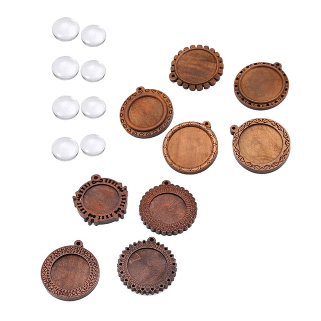 36pcs Bois Rond Pendentif Plateaux Rétro de Mode Pendentif Plateaux Accessoires de Bijoux