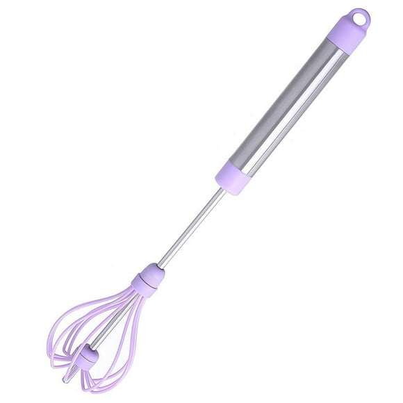 Cabilock Adjustable Rotating Egg Whisk with Silicone Handle Semi-Automatic Manual Egg Beater for Mixing Batter Butter and Chocolate Ergonomic Non-Slip Kitchen Tool for Cooking and Baking