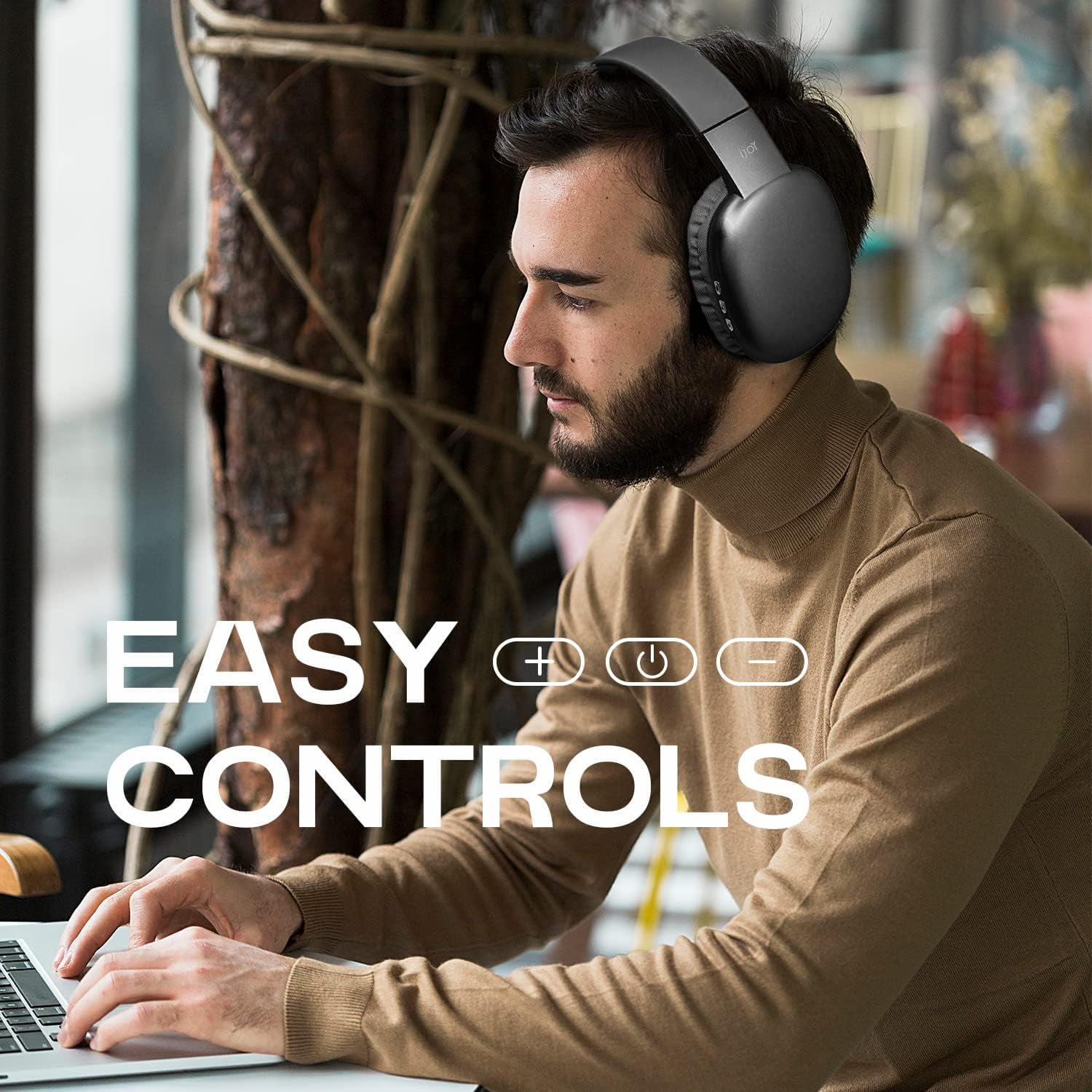 iJoy Ultra Over-Ear Wireless Bluetooth Headphones, Noise Canceling, Built-in Mic, Aux Backup, 10 H Playtime, Comfortable Design – Great Travel Gift
