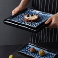thumbnail image 3 of Embossed Ceramic Sushi Plate Exquisite Fish Fruit Dish Pasta Tray Food Serving Plate Snack Plate for Home Restaurant Hotel (12 Inches Rectangular Plate), 3 of 8