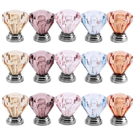 Yosoo Crystal Glass Diamond Shape Cabinet Drawer Pulls Cupboard Knobs Diamond Shape Acrylic Kitchen Bedroom Cabinet Knob Drawer Furniture Pull Handle