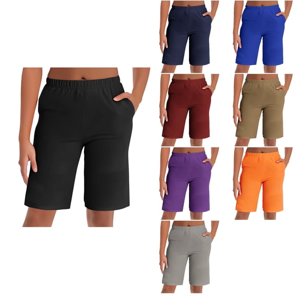 Antinious Women Solid High Waist Pocket Loose Summer Loungewear Half Shorts Pants Casual Sleep Shorts