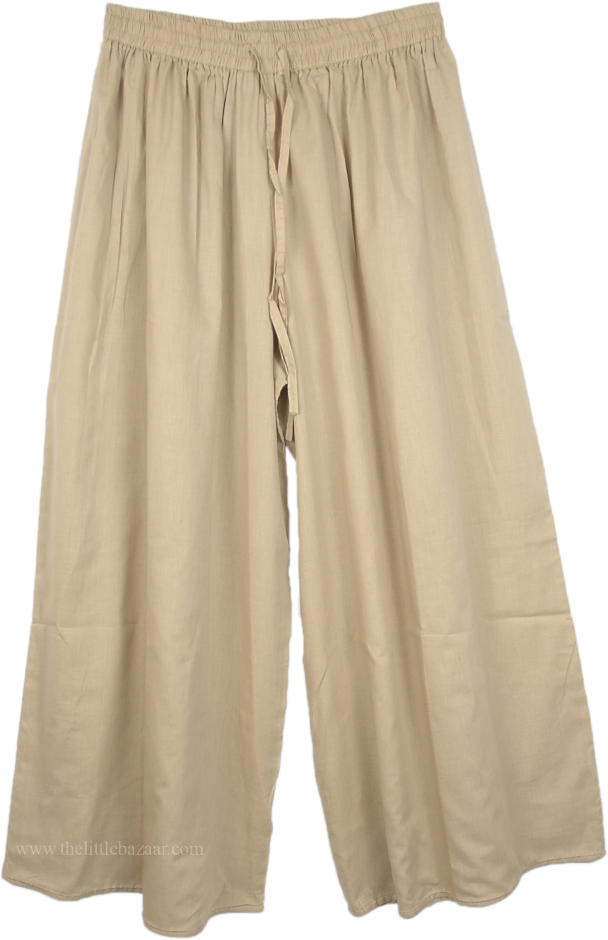 Light Brown Wide Leg Summer Cotton Pants - Walmart.com