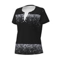 thumbnail image 2 of Naloa Silver Glitter1 Print T-Shirts Short Sleeve V Neck Tees for Women Fashion Tops Trendy Lightweight Soft Casual Summer Outfits Clothes, 2 of 5