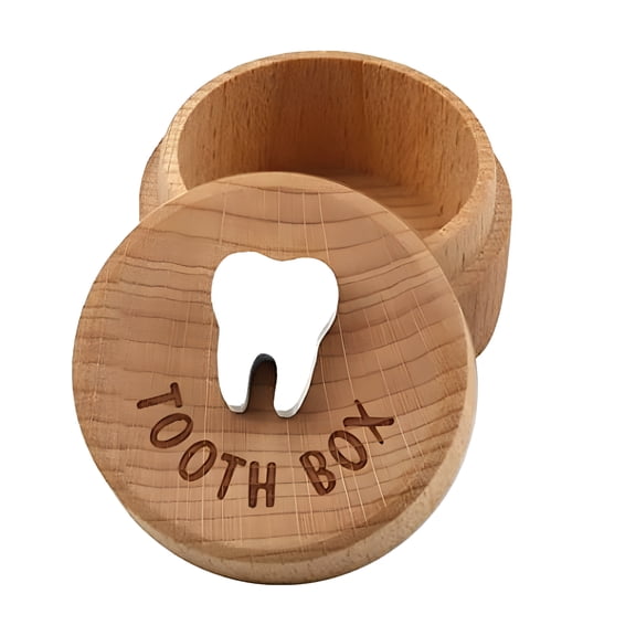 LAMIRO Tooth Fairy Box 3D Carved Wooden Box Souvenir Tooth Keepsake Storage Box Gift for Boy or Girl Cute Lost Tooth Holder Baby Toddler Teeth Case