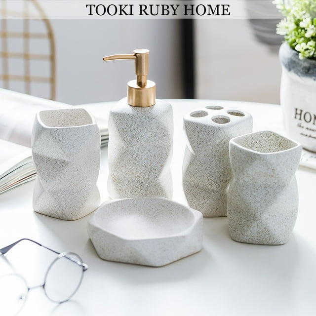 Bathroom Accessory Set 5 Pcs Bathroom Accessories Complete Set - 1 Soap ...