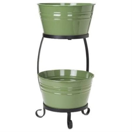 Houston International 8020E SA Steel 12-Gallon Beverage Tub With Iron Stand, Sage