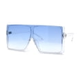 thumbnail image 2 of Extra Oversize Squared Rectangle Shield Plastic Sunglasses Clear Blue, 2 of 4