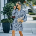 thumbnail image 2 of Femmes Manches Longues Bouton de Robe vers le Bas Imprimé Floral Robes d'Automne, 2 of 7