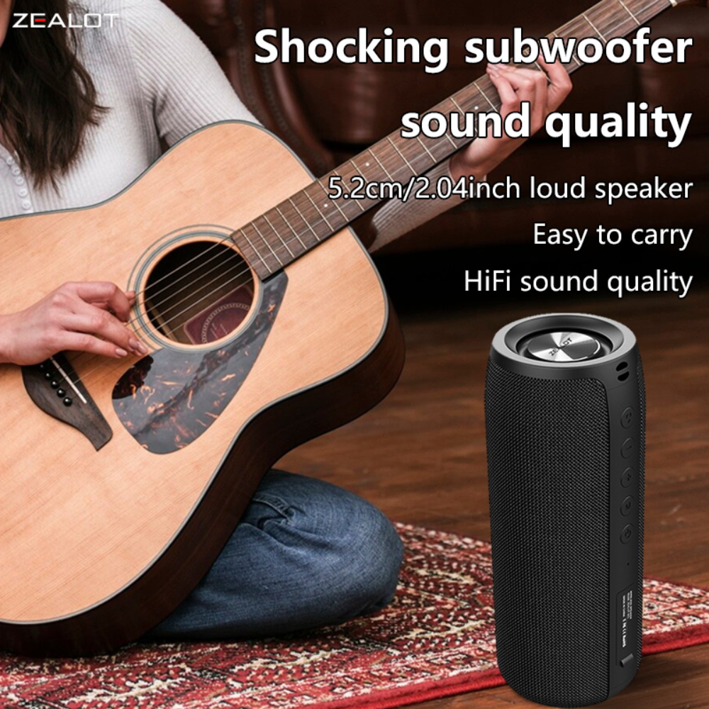 ZEALOT S51, Portable Waterproof Bluetooth Speaker, Deep Bass, for Camping, Beach, Party