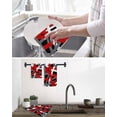 thumbnail image 5 of Red Black Geometric Kitchen Dish Towels for Drying Dishes Set of 3, Modern Art Abstract Grey Line Waffle Weave Microfiber Hand Tea Bathroom Towels Quick Dry & Absorbent Towel 15.7x23.6, 5 of 7