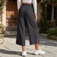 thumbnail image 3 of HomeDM Capris Pants for Women Wide Leg Drawstring Loose Pants Dark Gray Lounge Trousers with Pockets for Athletic Work Size 2XL, 3 of 7