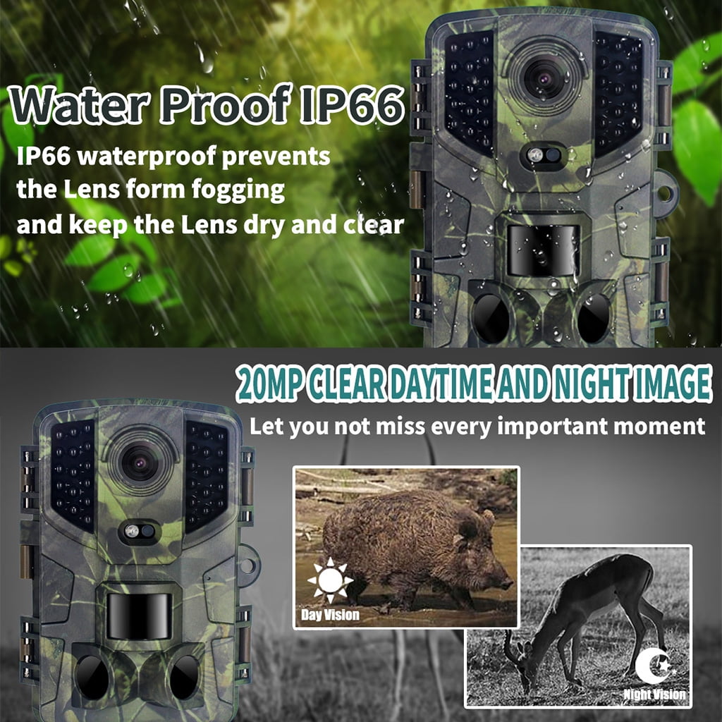 VHUNT 20MP Hunting Trail Monitor, 1080P Infrared Camera, 120° Wide Angle, IP66 Waterproof