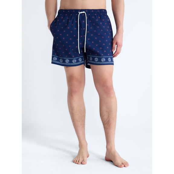 Free Assembly Men's Stretch Seersucker 5" Swim Trunks, Sizes S-3XL