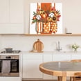 thumbnail image 6 of Burnt Orange Floral Wall Art Painting on Canvas, Rustic Pumpkin Sunflower Botanical Striped Canvas Art Home Prints Wall Art Framed Modern Artwork for Living Room Bedroom Wall Decor 12x12in, 6 of 9